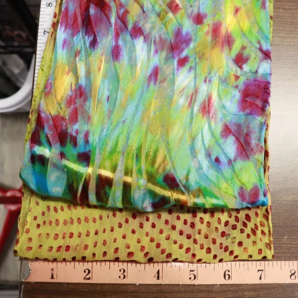 Tie Dye Scarf Set Of 2 Art To Wear Funky Silk Feel Colorful Burnout Transitional